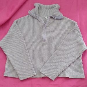 Garage Ribbed Half-Zip Sweater - Purple